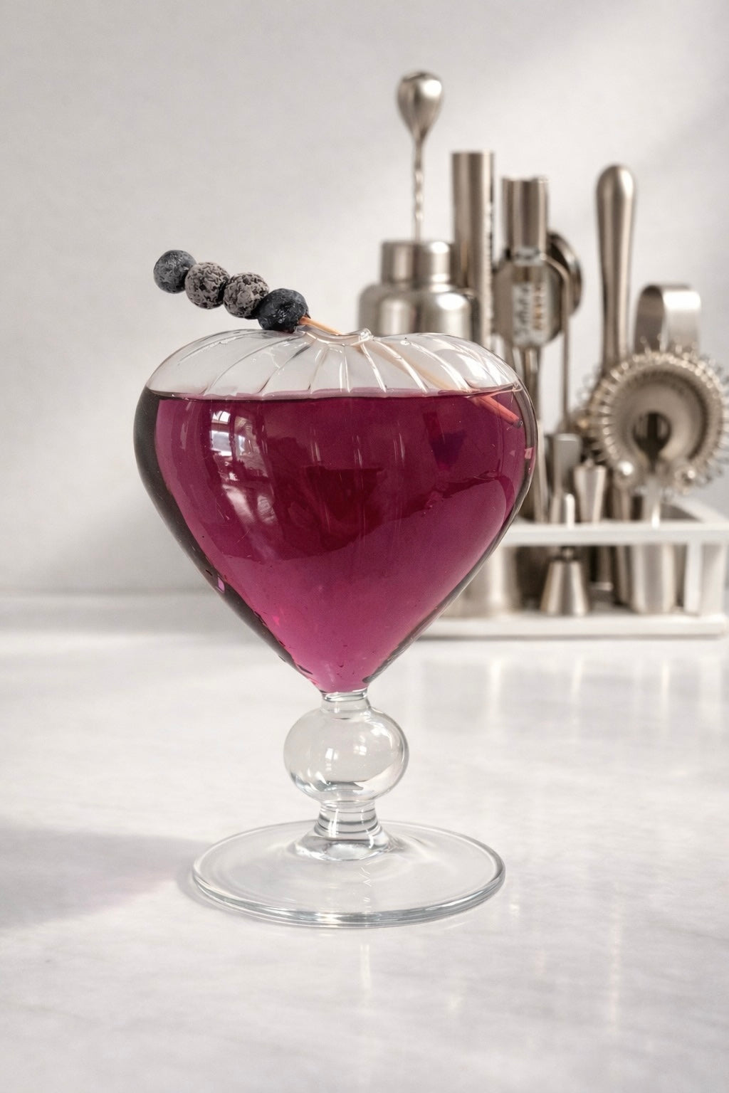 Lined Heart Glass 2pc Set